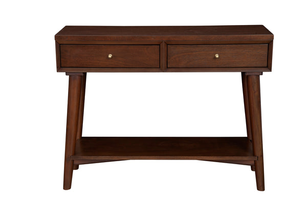 Alpine Furniture Flynn Console Table, Walnut 966WAL-63 Walnut Mahogany Solids & Okoume Veneer 42 x 14 x 33