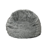 Lyndel Modern 3 Foot Faux Fur Bean Bag (Cover Only), Dark Gray and Light Gray Noble House