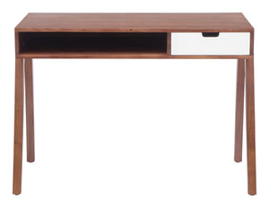 Zuo Modern Linea Acacia Wood, Plywood, MDF Mid Century Commercial Grade Desk Walnut, White Acacia Wood, Plywood, MDF