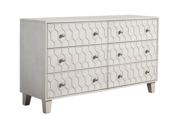 Denver Six Drawer Dresser - Handcrafted Mahogany with Honeycomb Design, Fully Assembled Storage Solution