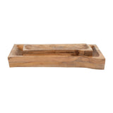 Sagebrook Home Contemporary Wood, Set of 2 -  17/23"l Rectangular Trays, Natural 17584 Brown Mango Wood