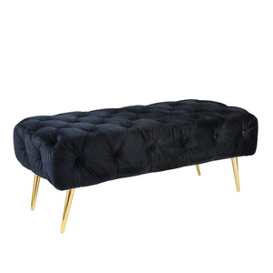 Sagebrook Home Glam Tufted 40" Bench, Black, Kd 14481-02 Black Metal