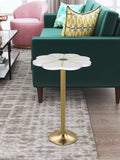 English Elm EE2692 Marble, Brass, Iron, MDF, Steel, Aluminum Modern Commercial Grade Side Table White, Green, Gold Marble, Brass, Iron, MDF, Steel, Aluminum