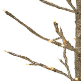 5-foot Pre-Lit 186 Warm White LED Artificial Christmas Twig Tree, Champagne Glitter