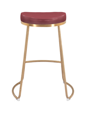 Zuo Modern Bree 100% Polyurethane, Plywood, Stainless Steel Modern Commercial Grade Counter Stool Set - Set of 2 Burgundy, Gold 100% Polyurethane, Plywood, Stainless Steel