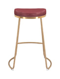 Zuo Modern Bree 100% Polyurethane, Plywood, Stainless Steel Modern Commercial Grade Counter Stool Set - Set of 2 Burgundy, Gold 100% Polyurethane, Plywood, Stainless Steel