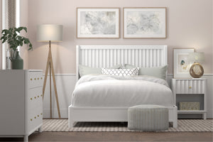 Alpine Furniture Stapleton 1 Drawer Nightstand, White 2090-02 White Mahogany Solids & Veneer 22 x 15 x 26