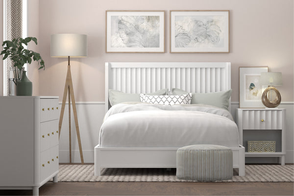 Alpine Furniture Stapleton 1 Drawer Nightstand, White 2090-02 White Mahogany Solids & Veneer 22 x 15 x 26