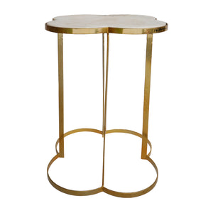 Sagebrook Home Contemporary Metal/marble, 15"dx24" Clover Shaped Side Table, G 17622 White/gold Iron