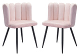 Zuo Modern Adele 100% Polyester, Plywood, Steel Modern Commercial Grade Dining Chair Set - Set of 2 Pink, Black 100% Polyester, Plywood, Steel