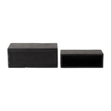 Sagebrook Home Contemporary Resin, Set of 2 -  24/28"d Nested Rectangular Planters, Bl 16859-01 Black Polyresin