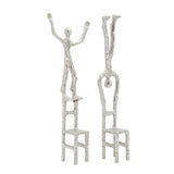 Contemporary Set of 2 -  Men On Chair, Silver