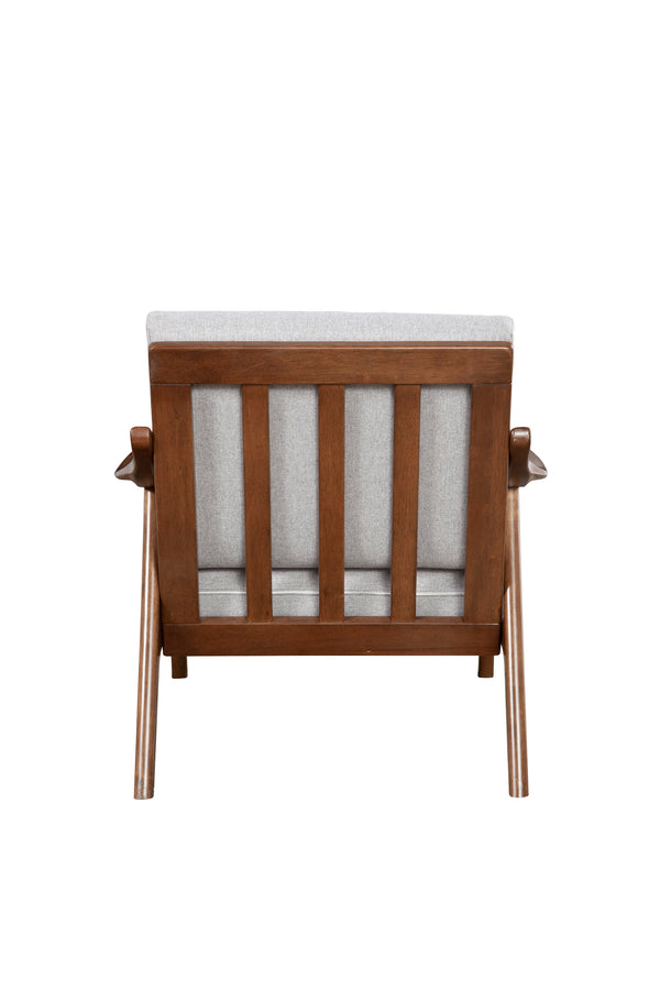 Alpine Furniture Zephyr Slate Lounge Chair with Removable Cushions RT560A Medium Brown Frame, Light Grey Cushions Solid Rubberwood Frame 31 x 31 x 32