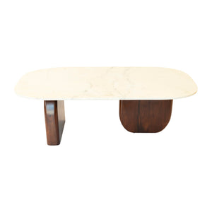 Sagebrook Home Contemporary Marble/wood, 42dx31" Oval Console Tbl, Wlnt/wht Kd 17607-01 Brown Wood