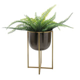 Sagebrook Home Glam Set of 2 -  Metal 25/21" Planter W/ Stand, Gunmetal/gold 15163 Gold Metal