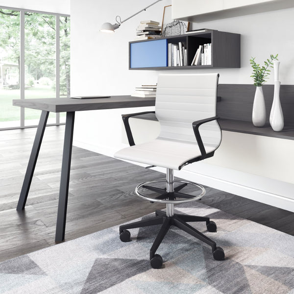 Zuo Modern Stacy 100% Polyurethane, Steel, Nylon Modern Commercial Grade Office Chair White, Black, Chrome 100% Polyurethane, Steel, Nylon