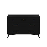 Alpine Furniture Flynn Mid Century Modern 7 Drawer Dresser, Black 966BLK-03 Black Mahogany Solids & Okoume Veneer 56 x 19 x 36.5