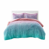 Mi Zone Primrose Modern/Contemporary Ombre Shaggy Faux Fur Comforter Set Purple Multi Full/Queen MZ10-0643