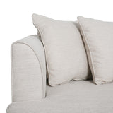 Fairburn Contemporary Pillow Back 3 Seater Sofa, Beige and Espresso  Noble House