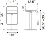 Zuo Modern Equino 100% Polyurethane, Plywood, Steel Modern Commercial Grade Barstool Black, Chrome 100% Polyurethane, Plywood, Steel