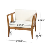 Nicholson Outdoor 4 Seater Acacia Wood Chat Set, Teak and Beige Noble House