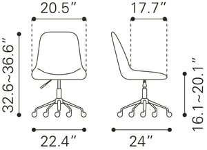 Zuo Modern Ceannaire 100% Polyurethane, Plywood, Steel Modern Commercial Grade Office Chair Green, Black 100% Polyurethane, Plywood, Steel