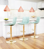 Zuo Modern Prima 100% Polyester, Plywood, Steel Modern Commercial Grade Barstool Light Green, Gold 100% Polyester, Plywood, Steel