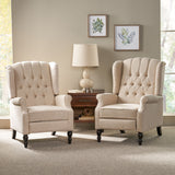 Walter Contemporary Tufted Fabric Recliner, Beige and Dark Brown Noble House