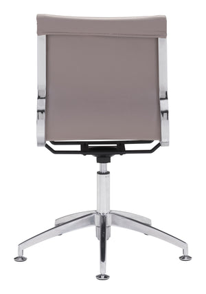 Zuo Modern Glider 100% Polyurethane, Plywood, Steel Modern Commercial Grade Conference Chair Taupe, Silver 100% Polyurethane, Plywood, Steel