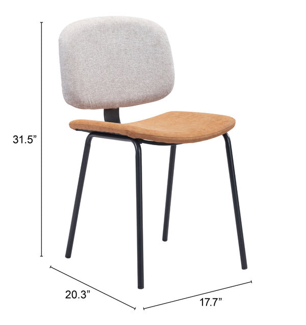 Zuo Modern Worcester 100% Polyester, 100% Polyurethane, Plywood, Steel Modern Commercial Grade Dining Chair Set - Set of 2 Beige, Brown, Black 100% Polyester, 100% Polyurethane, Plywood, Steel