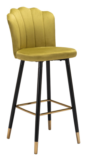 Zuo Modern Zinclair 100% Polyester, Plywood, Steel Modern Commercial Grade Barstool Yellow, Black, Gold 100% Polyester, Plywood, Steel