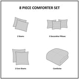 Madison Park Signature Grace Transitional 9pcs Geometric Jacquard Comforter Set Taupe King: 110x96"/20x36"(2)/26x26+2"(3)/20x20"/18x18"/14x20" MPS10-485