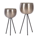 Sagebrook Home Contemporary Set of 2 -  Iron 26"/22" Hammered Bowlplanters, Silver 14270-01 Silver Iron