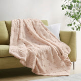 Madison Park Claire Glam/Luxury 100% Polyester Carved and Heat Blown Serengeti Fur Throw Blush 50x60'' MP50-7694