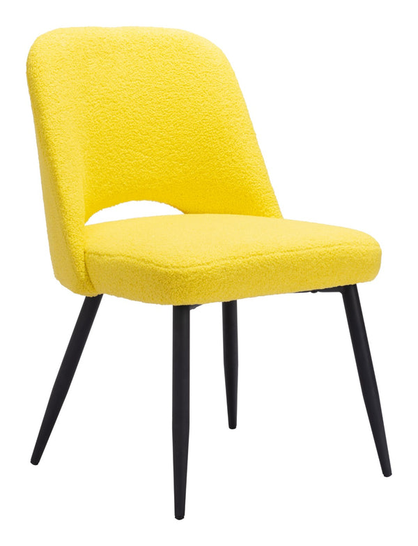 Zuo Modern Teddy 100% Polyester, Plywood, Steel Modern Commercial Grade Dining Chair Set - Set of 2 Yellow, Black 100% Polyester, Plywood, Steel