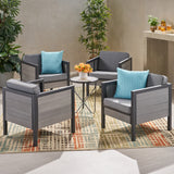 Jax Outdoor Club Chair with Cushions, Gray and Black Noble House