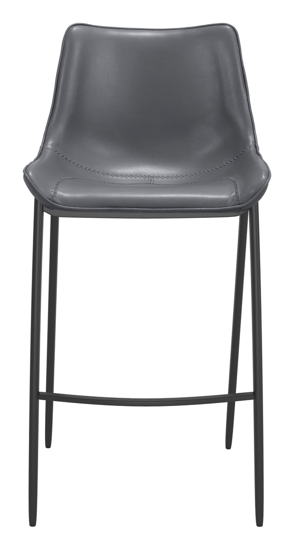 Zuo Modern Magnus 100% Polyurethane, Plywood, Steel Modern Commercial Grade Barstool Set - Set of 2 Dark Gray, Black 100% Polyurethane, Plywood, Steel