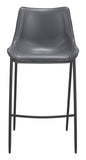 Zuo Modern Magnus 100% Polyurethane, Plywood, Steel Modern Commercial Grade Barstool Set - Set of 2 Dark Gray, Black 100% Polyurethane, Plywood, Steel