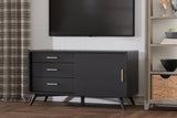 Alpine Furniture Flynn Small TV Console, Black 966BLK-15 Black Mahogany Solids & Veneer 50 x 20 x 27