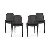 Ivy Outdoor Modern Stacking Dining Chair, Black Noble House