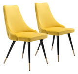 Zuo Modern Piccolo 100% Polyester, Plywood, Steel Modern Commercial Grade Dining Chair Set - Set of 2 Yellow, Black, Gold 100% Polyester, Plywood, Steel