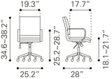 Zuo Modern Partner 100% Polyurethane, Plywood, Steel Modern Commercial Grade Office Chair Black, Chrome 100% Polyurethane, Plywood, Steel