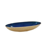 Sagebrook Home Glam Set of 2 -  Aluminum 22/24" Oval Bowl, Blue 15235-02 Gold Metal