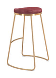 Zuo Modern Bree 100% Polyurethane, Plywood, Stainless Steel Modern Commercial Grade Barstool Set - Set of 2 Burgundy, Gold 100% Polyurethane, Plywood, Stainless Steel