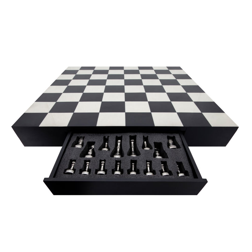 Sagebrook Home Contemporary 32x32 Resin Chess Set, Black/white 15683 White Polyresin