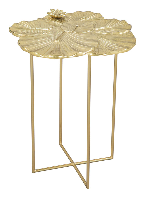 Zuo Modern Lotus Aluminum, Iron Glam Commercial Grade Side Table Gold Aluminum, Iron