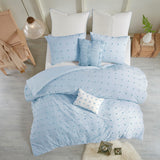 Brooklyn Shabby Chic 100% Cotton Jaquard 5Pcs Duvet Cover Set W/ All Over Woven Cotton Dots