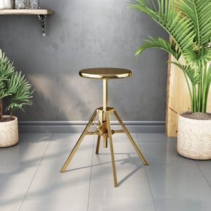 Zuo Modern Mercy Iron, MDF, Aluminum Modern Commercial Grade Stool Gold Iron, MDF, Aluminum