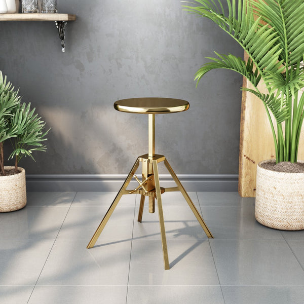 Zuo Modern Mercy Iron, MDF, Aluminum Modern Commercial Grade Stool Gold Iron, MDF, Aluminum