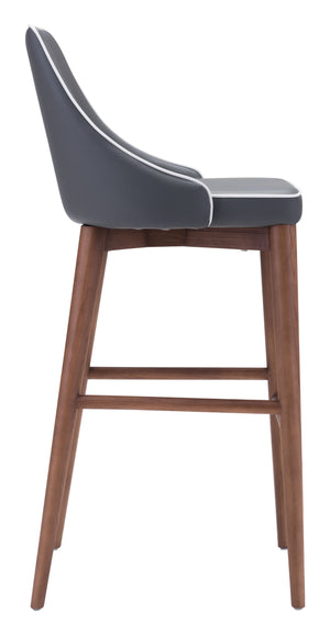 Zuo Modern Moor 100% Polyurethane, Plywood, Birch Wood Mid Century Commercial Grade Barstool Dark Gray, Brown 100% Polyurethane, Plywood, Birch Wood